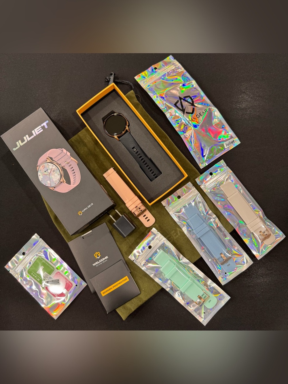 Alphagear JULIET Smartwatch Rose Gold iPhone Android Bundle
